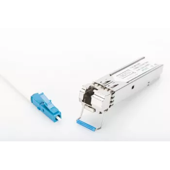 DIGITUS 1,25 Gbps BiDi WDM SFP modulis, līdz 20 km ar DDM atbalstu, vienmoda, LC simpleksa savienotājs 1000Base-LX, Tx1310nm/Rx1550nm
