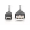 DIGITUS USB 2.0 savienojuma kabelis, tips A - mini B (5 kontaktu) vīr./vīr., 1m, USB 2.0 atbilstošs, melns