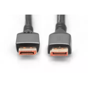 DIGITUS PREMIUM DisplayPort 2.1 savienojuma kabelis - V/V 1m 16K UHD 80G Alumīnija korpuss