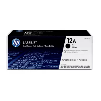 HP 12A 2 iepak. melns oriģināls LaserJet tonera kasetnes, 4000 lpp., Melns, 2 gab.