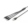 DIGITUS 3-in-1 lādētāja kabelis USB A-Lightning + micro B + Type-C 1m