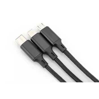 DIGITUS 3-in-1 lādētāja kabelis USB A-Lightning + micro B + Type-C 1m