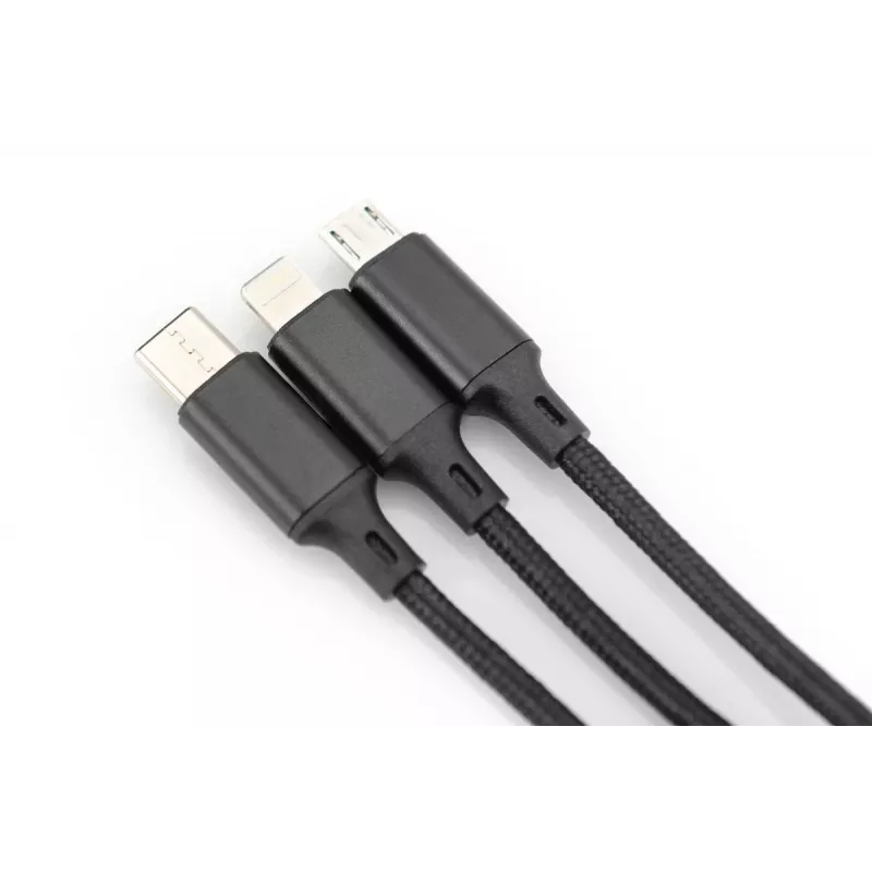 DIGITUS 3-in-1 lādētāja kabelis USB A-Lightning + micro B + Type-C 1m