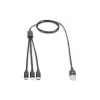 DIGITUS 3-in-1 lādētāja kabelis USB A-Lightning + micro B + Type-C 1m