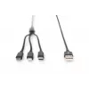 DIGITUS 3-in-1 lādētāja kabelis USB A-Lightning + micro B + Type-C 1m