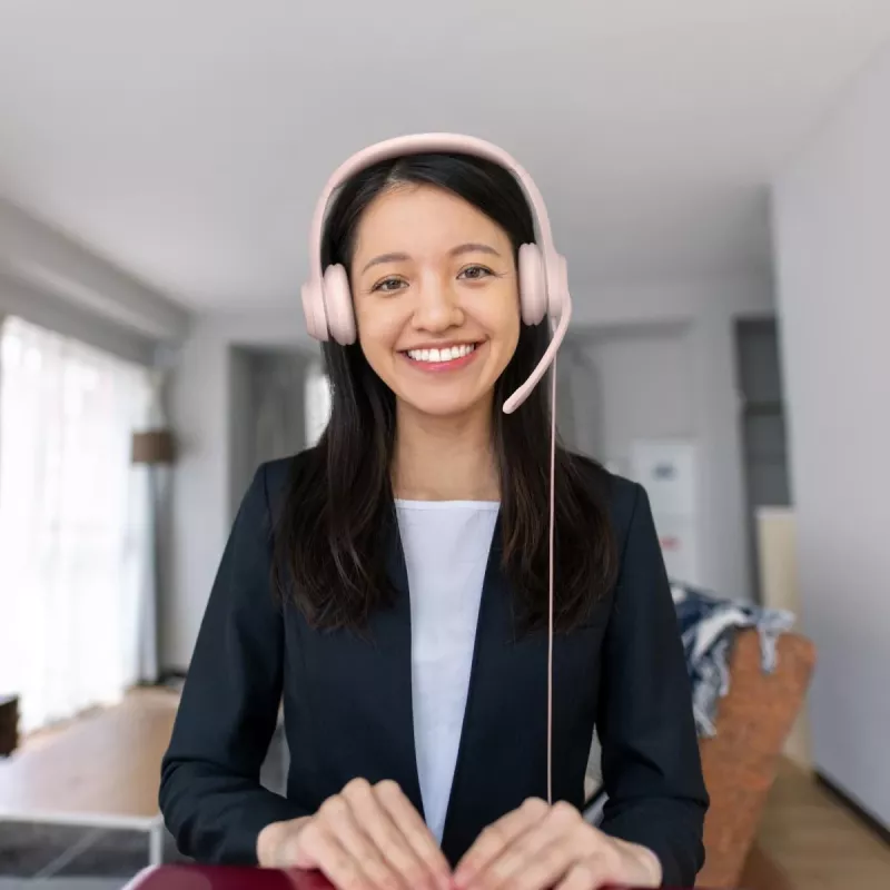 LOGITECH Austiņas - H390 - USB-A - Rozā