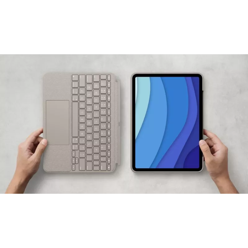 LOGITECH Combo Touch - Smilšu krāsa iPad Pro 11 collām (1., 2., 3. paaudze) - vācu - Qwertz