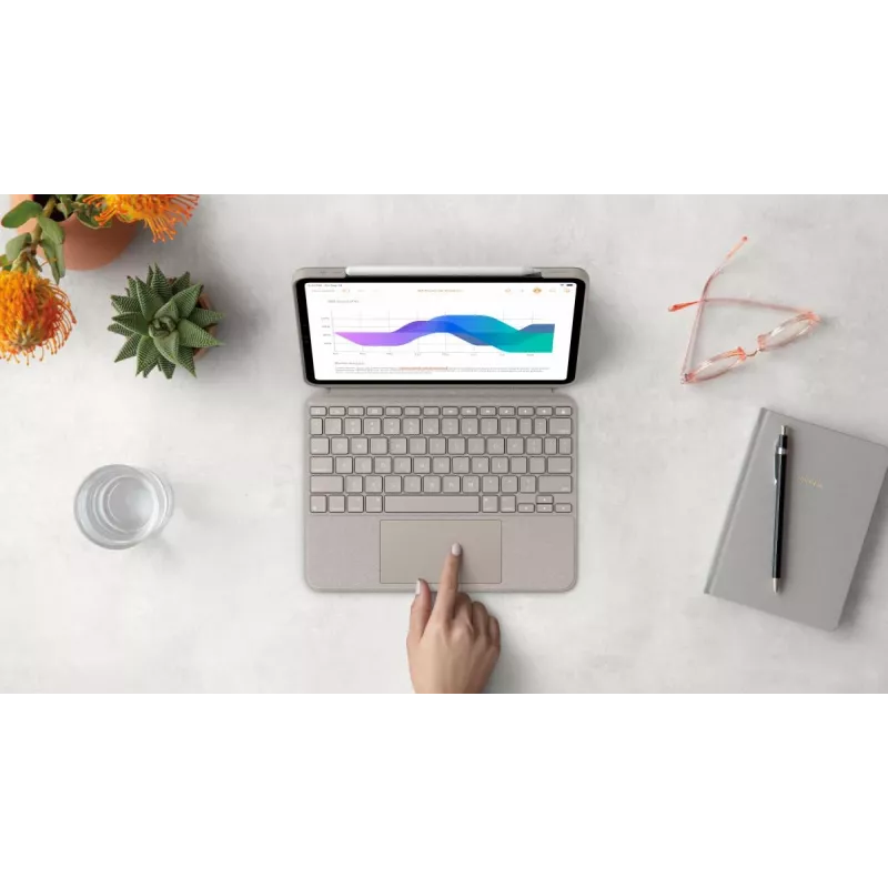 LOGITECH Combo Touch - Smilšu krāsa iPad Pro 11 collām (1., 2., 3. paaudze) - vācu - Qwertz