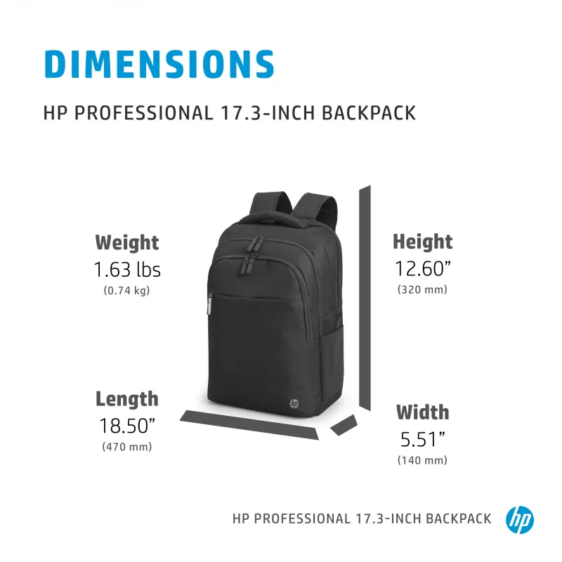 HP Professional 17,3 collu mugursoma, mugursoma, 740 g