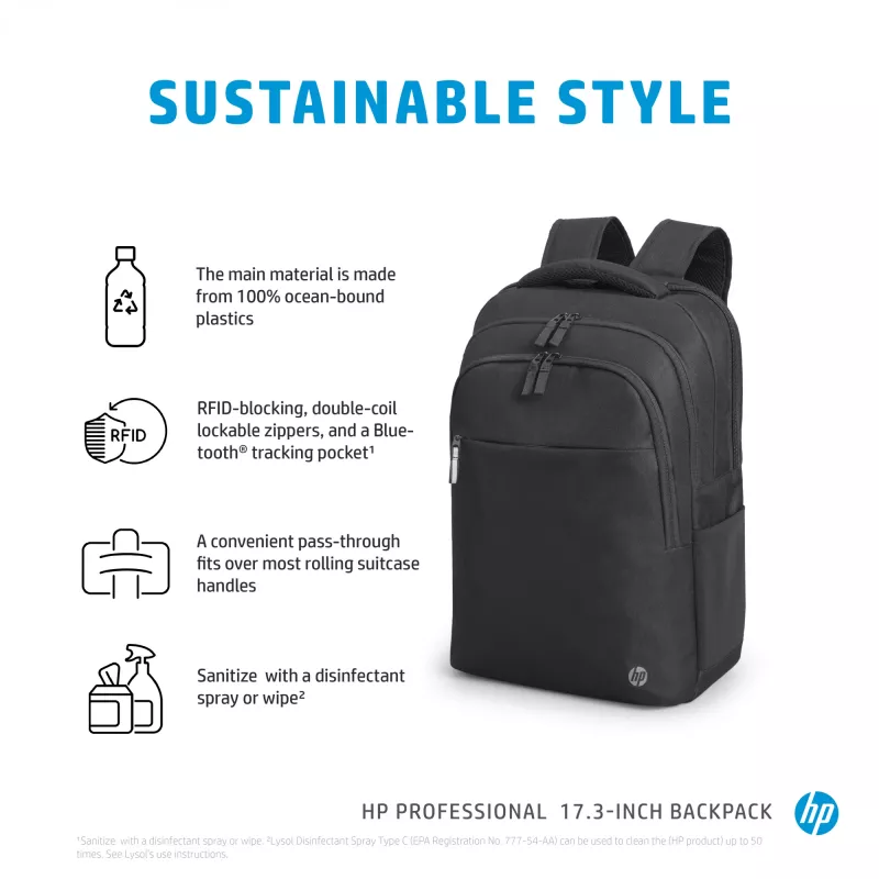 HP Professional 17,3 collu mugursoma, mugursoma, 740 g