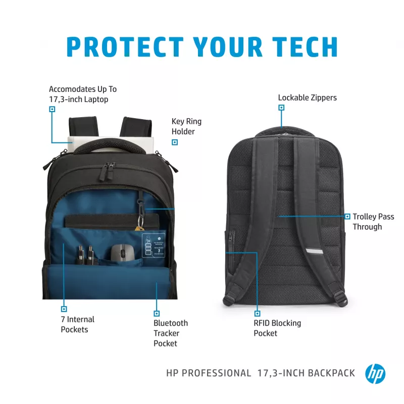 HP Professional 17,3 collu mugursoma, mugursoma, 740 g