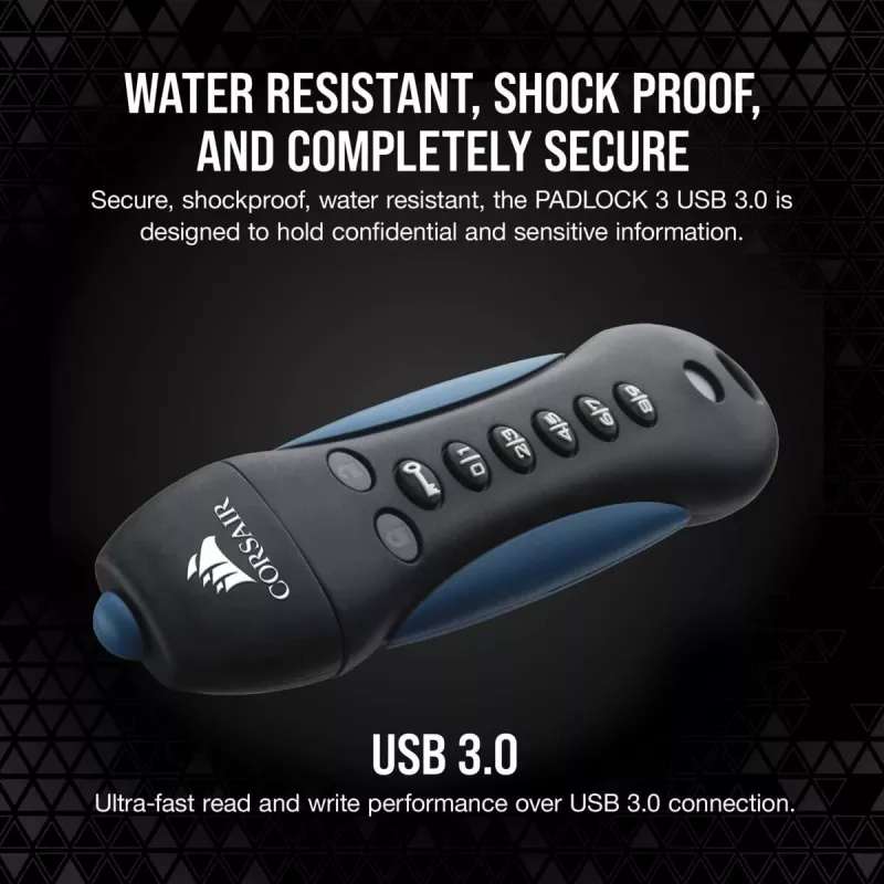 CORSAIR Flash Padlock 3 Secure - 256 GB - USB zibatmiņa - USB 3.0