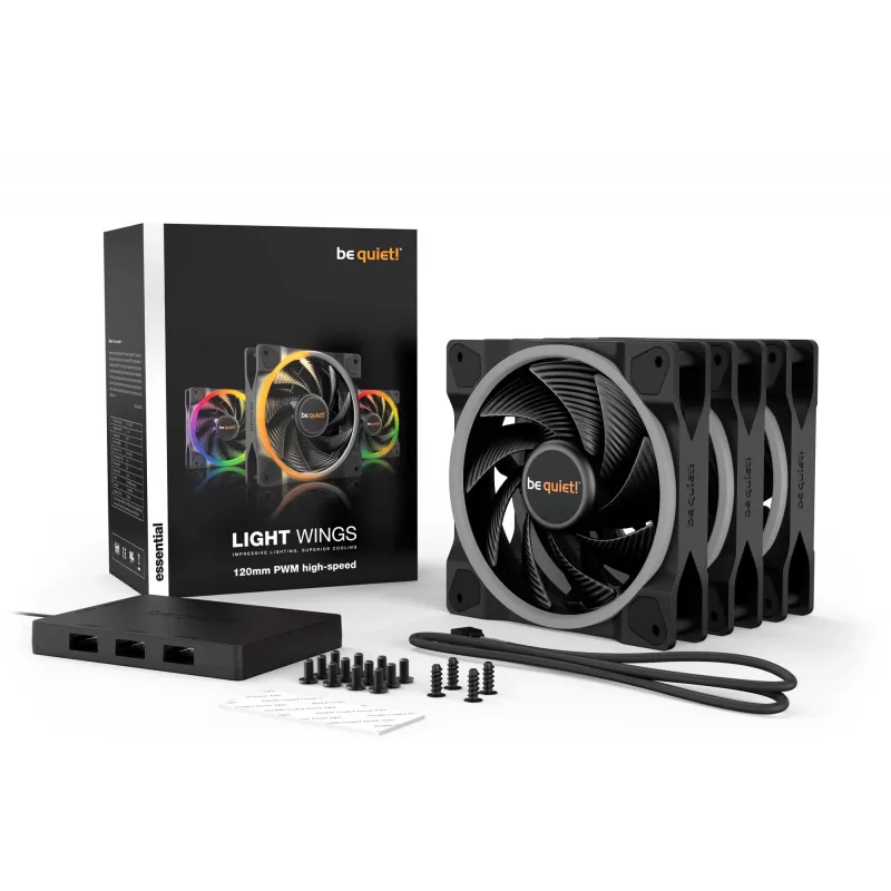 be quiet Light Wings 120mm ARGB PWM High Speed ventilators Melns 3 Pack