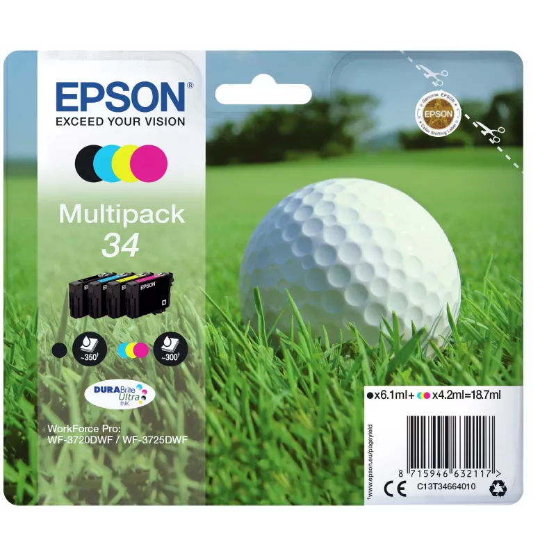 Epson Golf bumbiņu komplekts 4 krāsas 34 DURABrite Ultra tinte