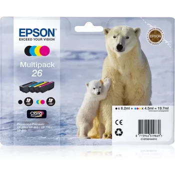 Kasetes Epson Tinte C13T26164010 Melna Ciāna Fuksīna Dzeltena