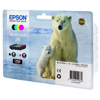 Kasetes Epson Tinte C13T26164010 Melna Ciāna Fuksīna Dzeltena