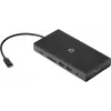 USB-C daudzportu centrmezgls HP Travel – HP 1C1Y5AA, USB-C savienotājs, HDMI 2.0, VGA, 1×RJ-45, 2×USB-A 3.2 Gen1, 2×USB 2.0, MicroSD lasītājs, Melns
