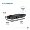 USB-C daudzportu centrmezgls HP Travel – HP 1C1Y5AA, USB-C savienotājs, HDMI 2.0, VGA, 1×RJ-45, 2×USB-A 3.2 Gen1, 2×USB 2.0, MicroSD lasītājs, Melns