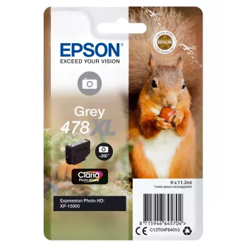 Epson Squirrel Singlepack Grey 478XL Claria Photo HD Ink, High (XL) Yield, Grey, Dye-based ink, 11.2 ml, 1 pc(s), 200 pages