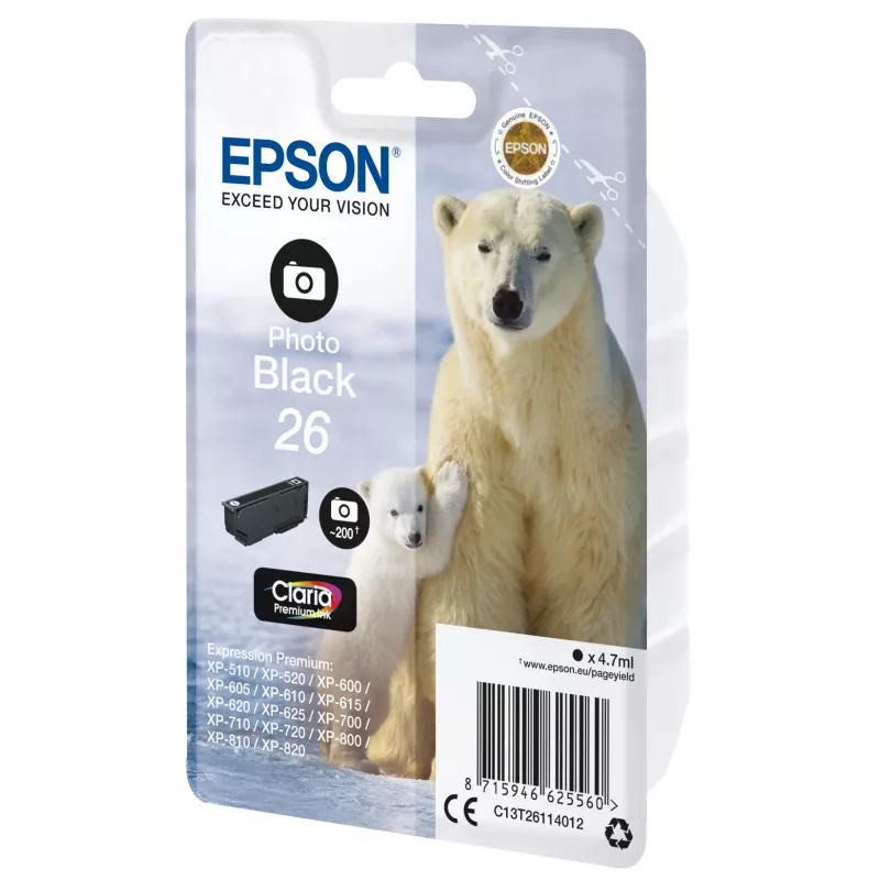 Epson Polar bear Singlepack Photo Melns 26 Claria Premium Ink