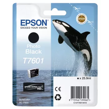 Epson T7601 Photo Melns, Foto melna, Uz krāsvielu bāzes tinte, 25,9 ml, 1 gab.
