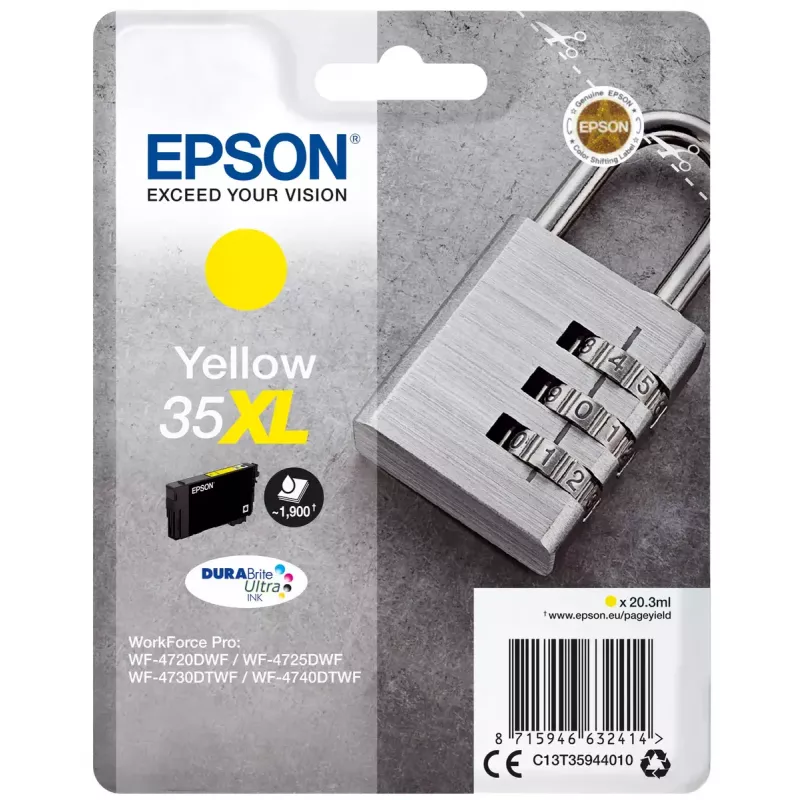 Kārtridžs Epson Padlock Singlepack dzeltena 35XL DURABrite Ultra tinte