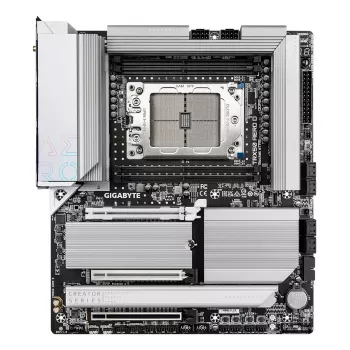 GIGABYTE TRX50 AERO D mātesplate - atbalsta AMD Ryzen Threadripper 9000 sērijas CPU, 16+8+4 fāžu digitālais VRM, līdz 7800MHz DDR5 (OC), 3xPCIe 5.0 + 1xPCIe 4.0 M.2, Wi-Fi 7, 10GbE LAN, USB4
