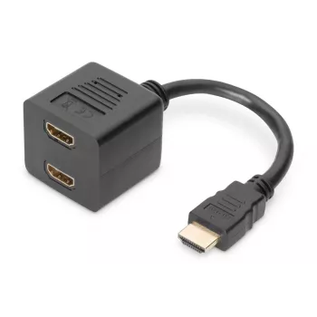 DIGITUS HDMI Y-sadalītāja kabelis, tips A -2xtipa A V/S, 20cm pasīvs, Full HD, zelts melns
