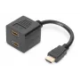 DIGITUS HDMI Y-sadalītāja kabelis, tips A -2xtipa A V/S, 20cm pasīvs, Full HD, zelts melns