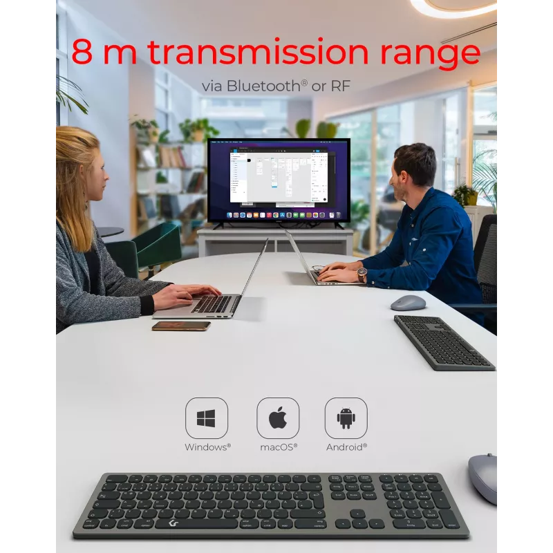 KeySonic KSK-8023BTRF (DE) tastatūra Universāla Bluetooth QWERTZ Antracīta, Melna