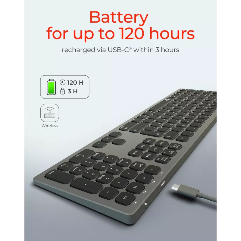 KeySonic KSK-8023BTRF (DE) tastatūra Universāla Bluetooth QWERTZ Antracīta, Melna