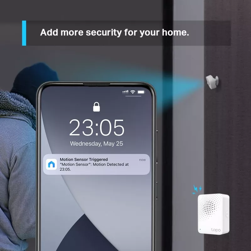 TP-Link Tapo Smart Motion Sensor, Ceiling/wall, Indoor, balta, 120°, Wireless, 7 m