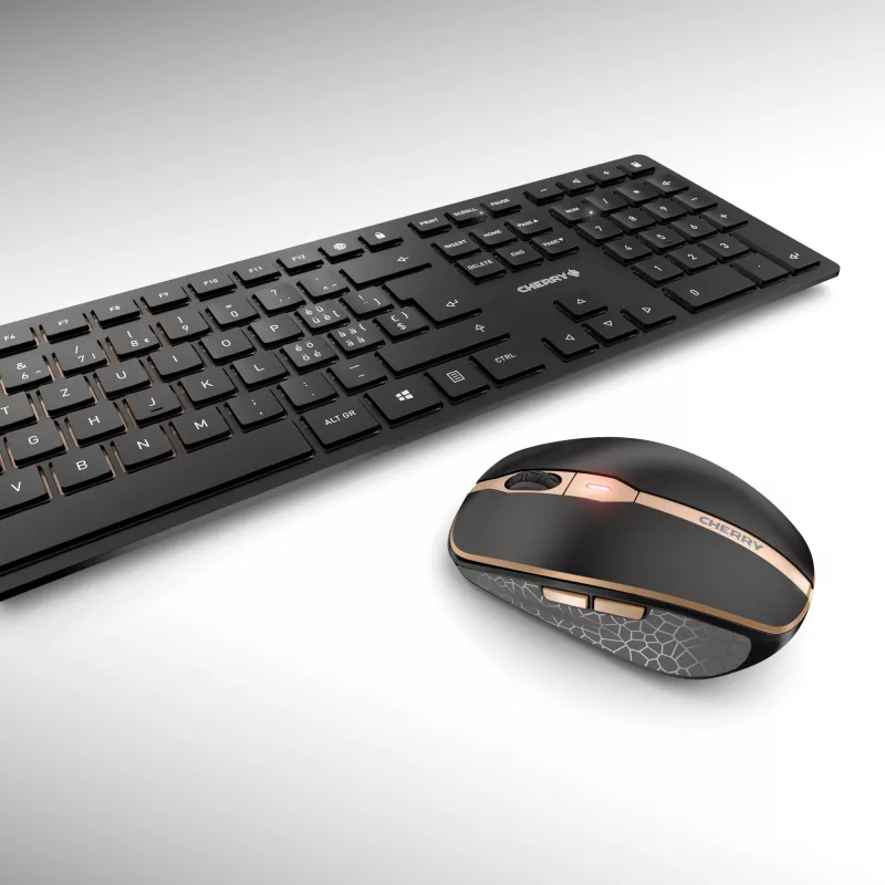CHERRY DW 9100 SLIM tastatūra un pele komplektā Universāls RF bezvadu + Bluetooth QWERTZ Šveices Melns
