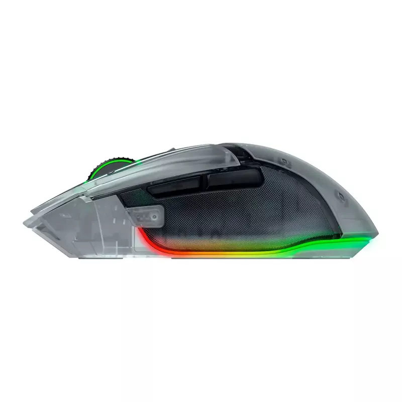 Spēļu pele Razer Basilisk V3 Pro 35K Phantom balta Edition — spēļu virsma optimizēta optiskajām un lāzera pelēm