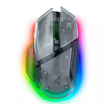 Spēļu pele Razer Basilisk V3 Pro 35K Phantom balta Edition — spēļu virsma optimizēta optiskajām un lāzera pelēm