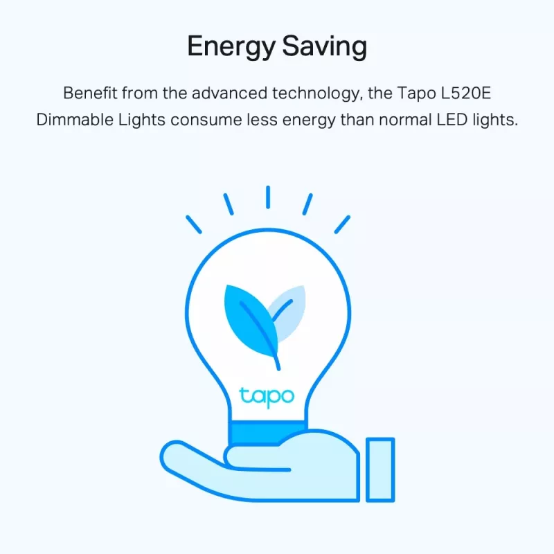 TP-Link Tapo viedā Wi-Fi spuldze, dienasgaisma un regulējama spilgtuma, viedspuldze, Wi-Fi, balta, 802.11b, 802.11g, Wi-Fi 4 (802.11n), LED, E27