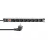 DIGITUS 1U alumīnija PDU, uzstādāms statnē, 8x CEE 7/5 nominālā jauda: 16A, 4000W, 250VAC 50/60Hz,