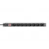 DIGITUS 1U alumīnija PDU, uzstādāms statnē, 8x CEE 7/5 nominālā jauda: 16A, 4000W, 250VAC 50/60Hz,
