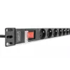 DIGITUS 1U alumīnija PDU, uzstādāms statnē, 8x CEE 7/5 nominālā jauda: 16A, 4000W, 250VAC 50/60Hz,