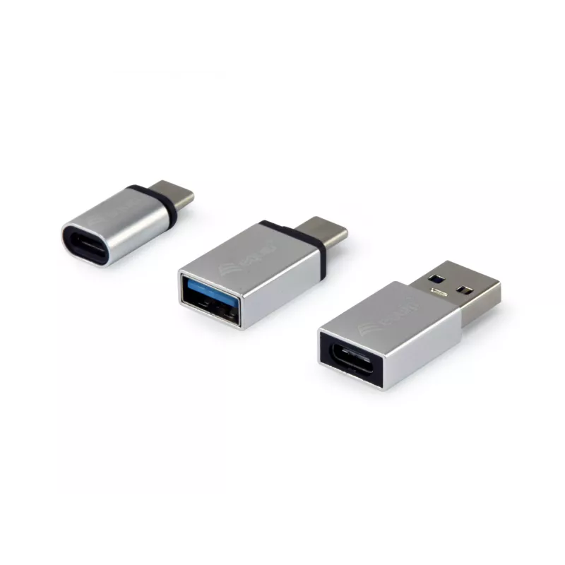 Equip USB-C OTG adapteris, 3 gab. iep., USB C, USB C, USB A, USB A, Micro-USB, USB C, Sudraba