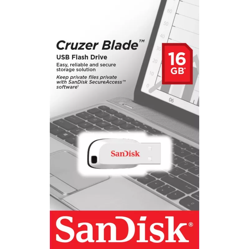 WESTERN DIGITAL SanDisk Cruzer Blade - 16GB USB zibatmiņa - USB 2.0 - balta