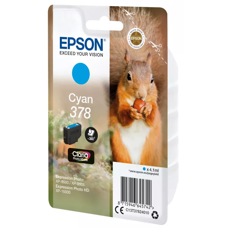 Epson Squirrel vienas paciņas ciāna 378 Claria Photo HD tinte