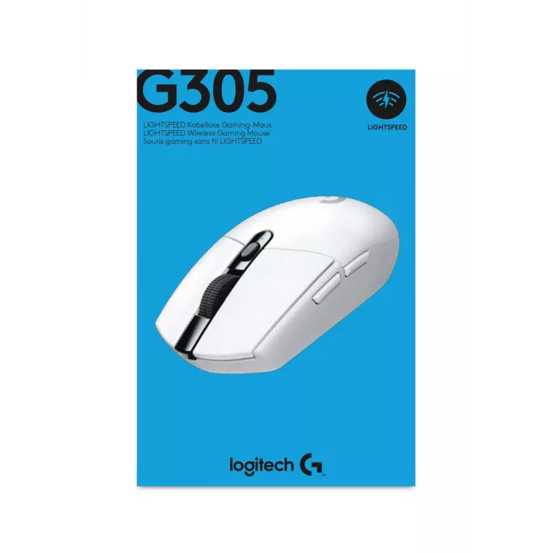 LOGITECH G305 Lightspeed bezvadu spēļu pele, balta
