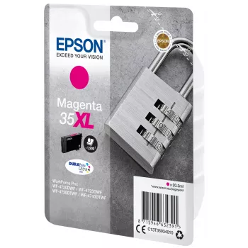 Epson Padlock Singlepack Magenta 35XL DURABrite Ultra Ink, augstas (XL) ietilpības, fuksīna, pigmenta tinte, 20,3 ml, 1 gab., 1900 lapas
