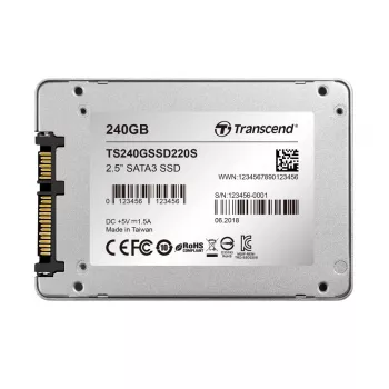 TRANSCEND SSD 220s 240GB 2.5in SATA 6gb/s Tlc Alumīnija korpuss