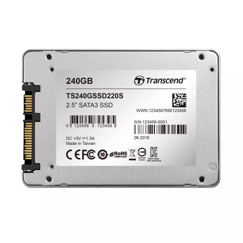 TRANSCEND SSD 220s 240GB 2.5in SATA 6gb/s Tlc Alumīnija korpuss