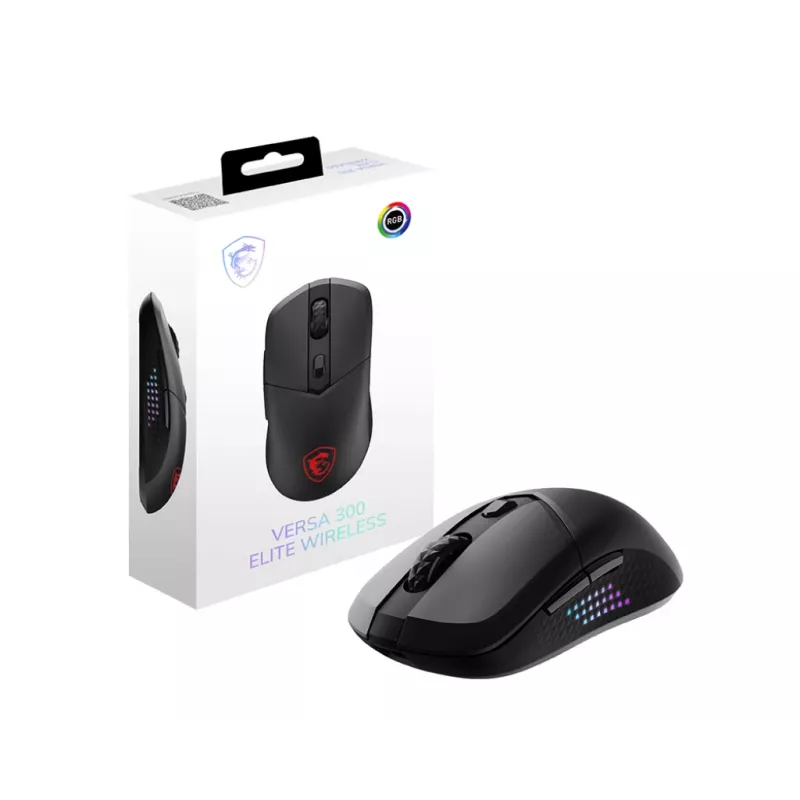 MSI VERSA 300 ELITE WIRELESS pele Gaming Labā roka RF bezvadu + Bluetooth + USB Type-C optiskā 26000 DPI