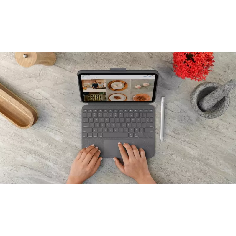 LOGITECH Combo Touch iPad (10. paaudzes) - Oxford pelēka - Qwerty UK