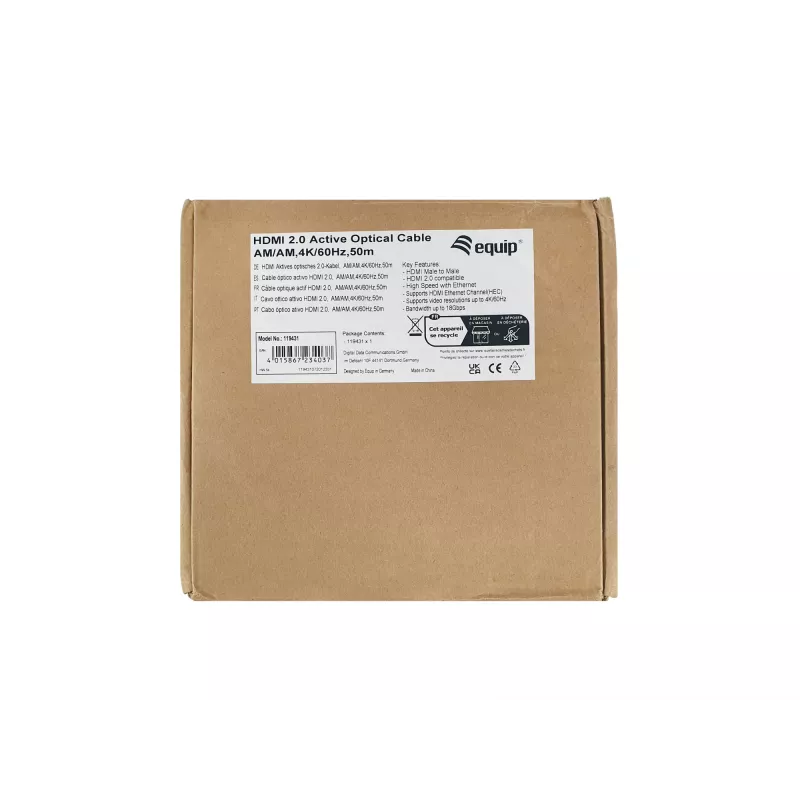 Equip HDMI 2.0 aktīvais optiskais kabelis AM/AM, 100 m