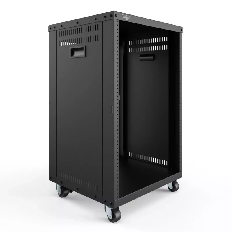 DIGITUS 16U AVS statīvs 780x507x460 mm vītņoti montāžas caurumi ritentiņi melns